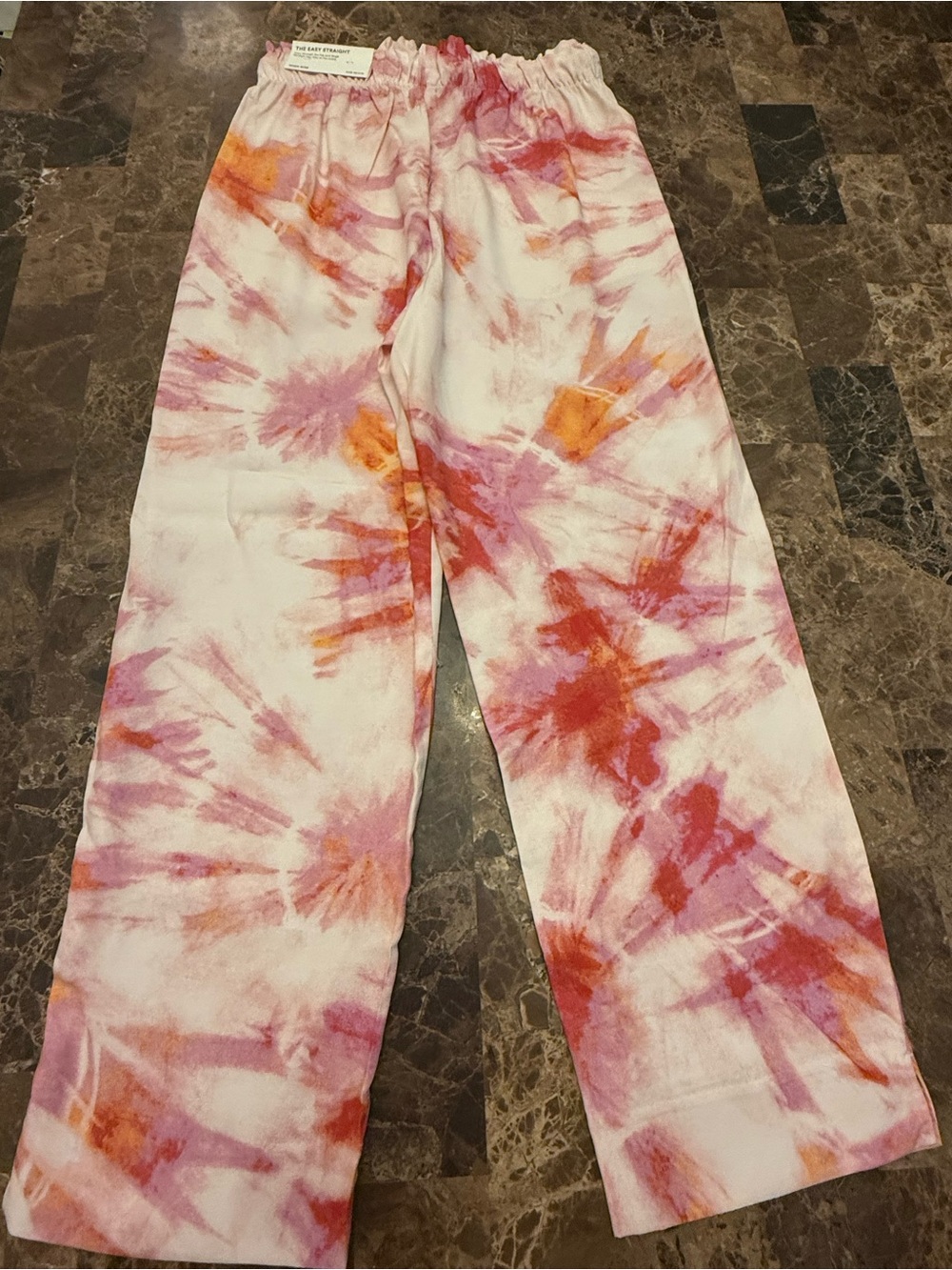 Ann Taylor White Tie-Dye Joggers with Pink, Red & Orange Accents - Picture 9 of 16